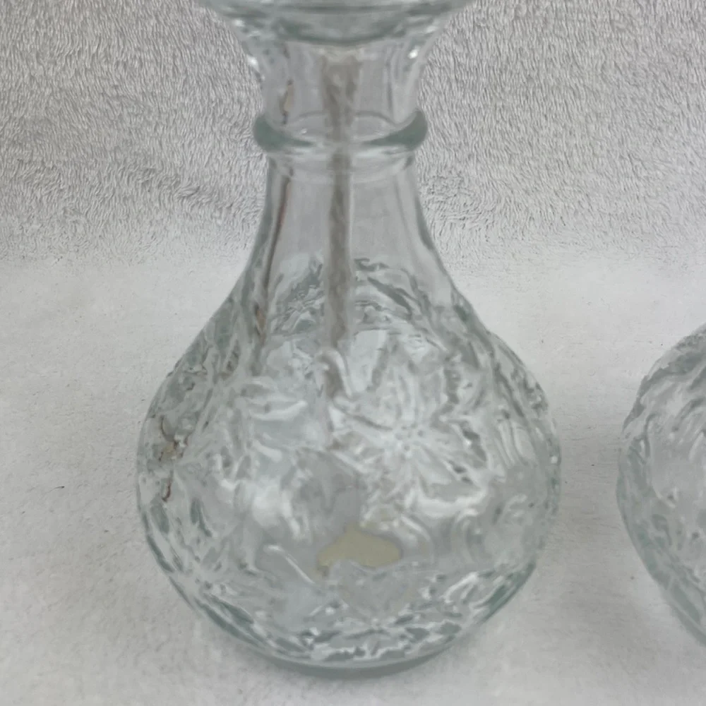 Princess House Fantasia Pressed Glass Oil Lamps Set of 2